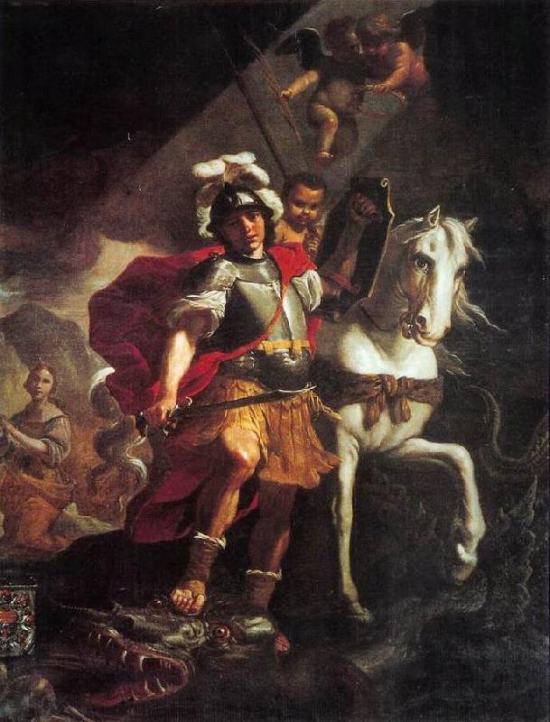 PRETI, Mattia St. George Victorious over the Dragon af Sweden oil painting art